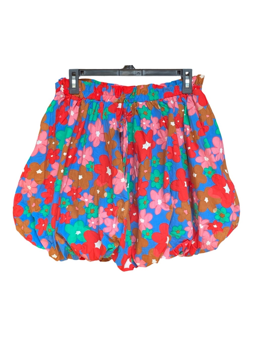 NWT Entro Boutique Floral Print Bubble Hem Mini Skirt Womens Size Large Cotton